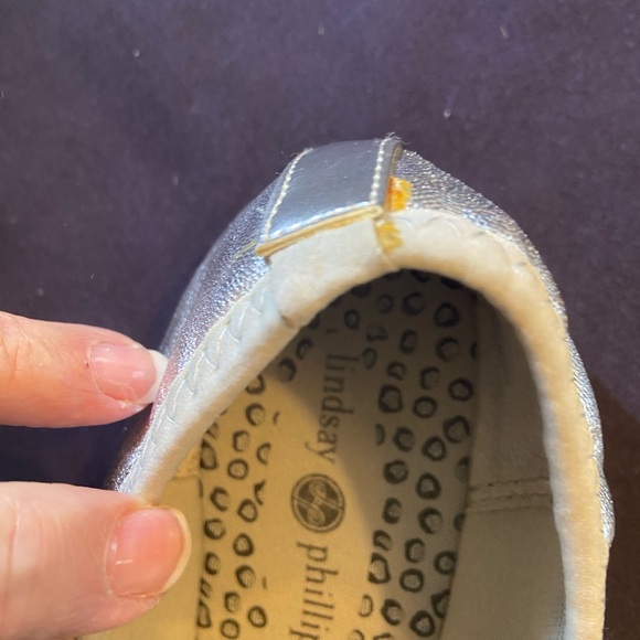 Lindsay Phillips Metallic Silver Flats with Floral Accent - Picture 7 of 7